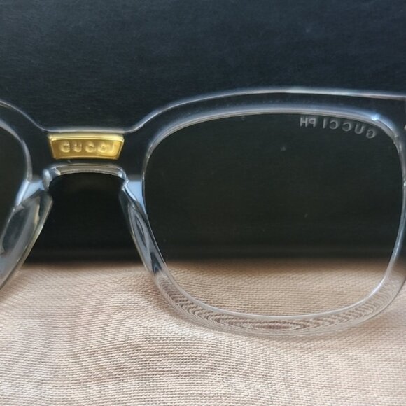 NEW AUTHENTIC GUCCI EYEGLASSES MODEL GG0184S, SIZE 50-21-145, COLOR TRANSP-GOLD - Picture 5 of 5